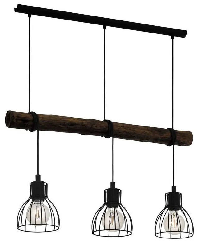 Φωτιστικό Οροφής-Ράγα 'Horningtops' 43352 Natural-Black Eglo Μέταλλο,Ξύλο