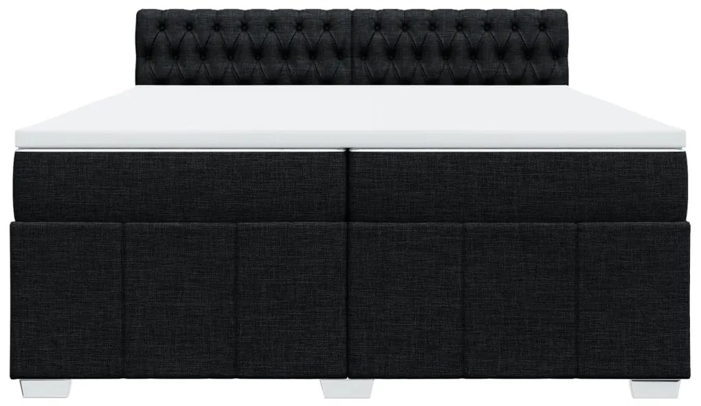 vidaXL Κρεβάτι Boxspring με Στρώμα Μαύρο 200x200 εκ. Υφασμάτινο