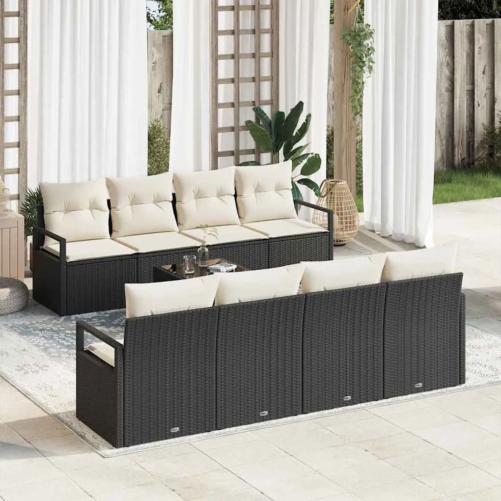 vidaXL Σετ Καναπέ Κήπου 7 pcs Μαύρο, Κρέμα 55 x 55 x 37 εκ