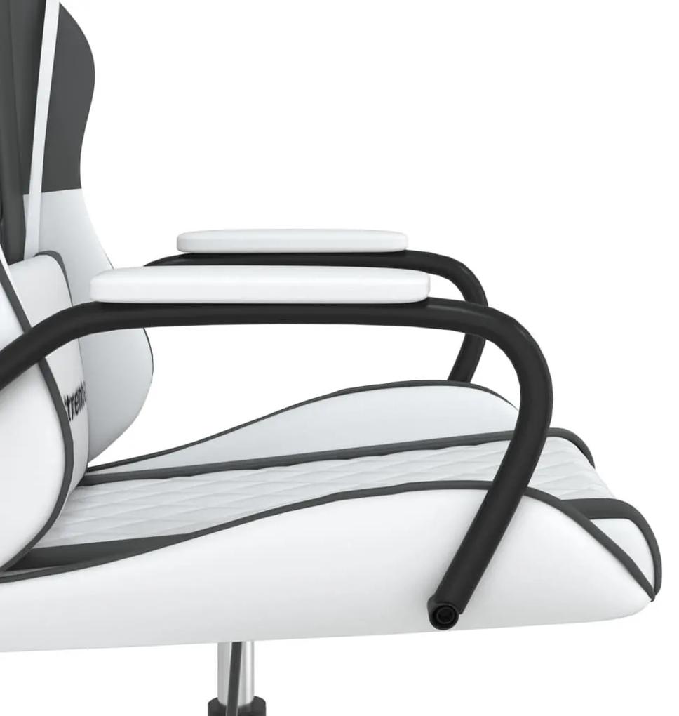 Καρέκλα Gaming Μασάζ Λευκό/Μαύρο από Συνθετικό Δέρμα - Λευκό