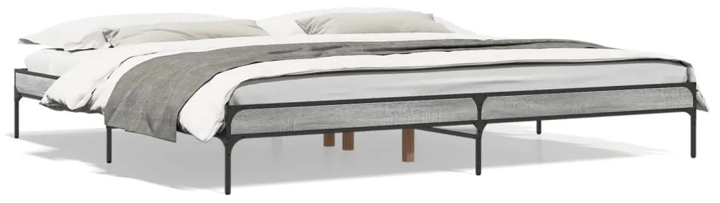 vidaXL Πλαίσιο Κρεβατιού Γκρι Sonoma 200x200 εκ. Επεξ. Ξύλο &amp; Μέταλλο