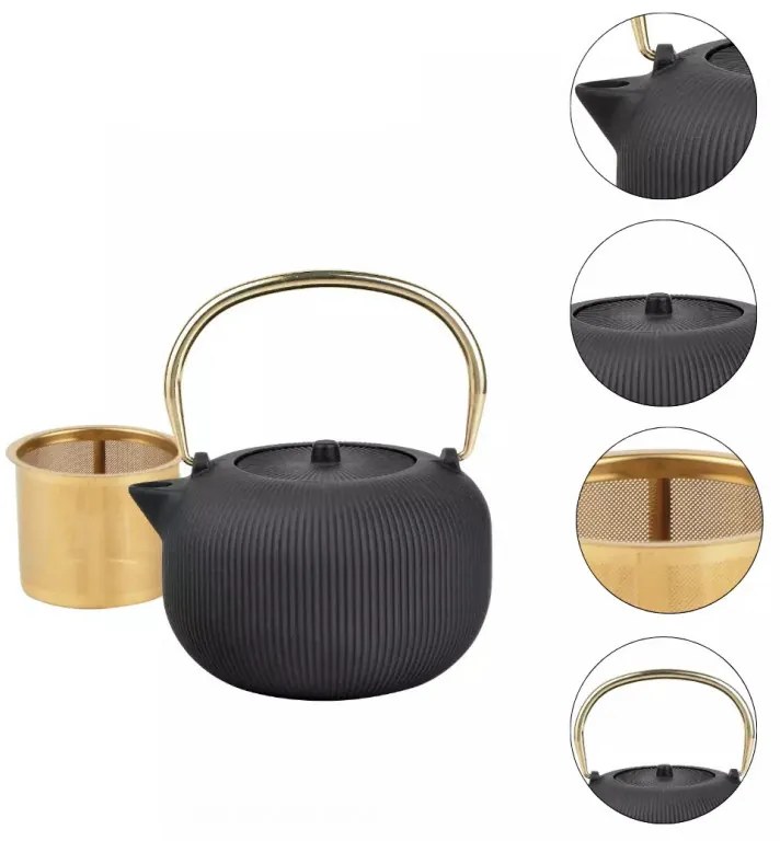 Εγχυτήρας Kinghoff KH 1931, 1 l, Προφίλ στόμιο, Χυτοσίδηρος, Εσωτερικό με εμαγιέ, Μαύρο