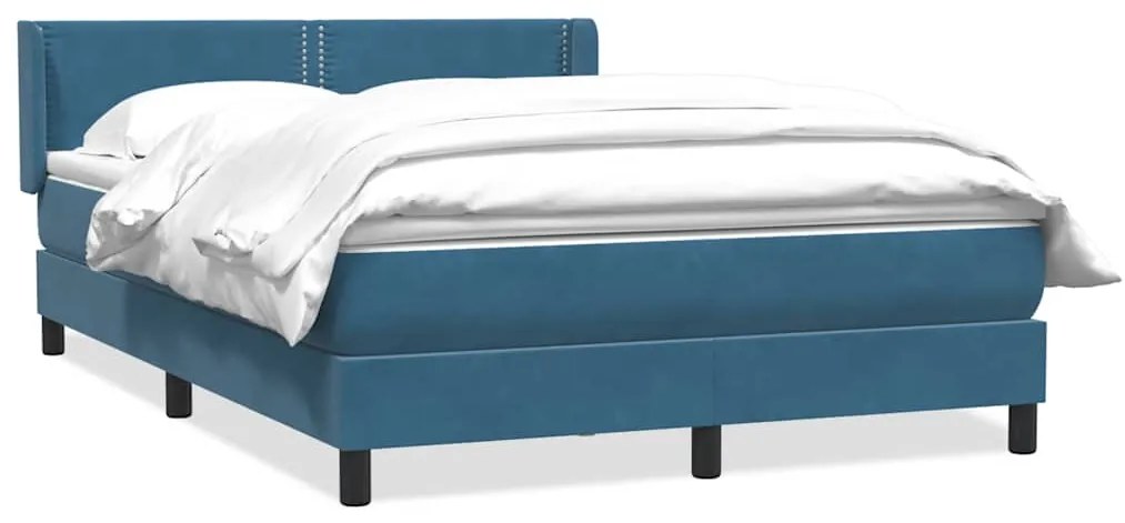 vidaXL Κρεβάτι Boxspring με Στρώμα Σκούρο Μπλε 160x210 εκ. Βελούδινο