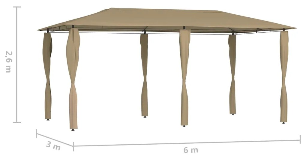 Κιόσκι με Καλύμματα Στύλων Taupe 2,98x5,3x2,59 μ. 160 γρ./μ² - Μπεζ-Γκρι