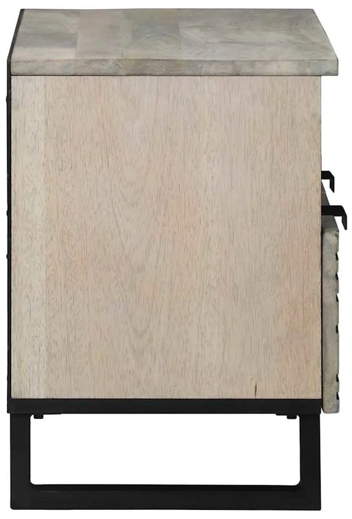 vidaXL Ντουλάπι TV με συρτάρι Λευκό 70 x 33 x 46 εκ Μασίφ ξύλο μάνγκο