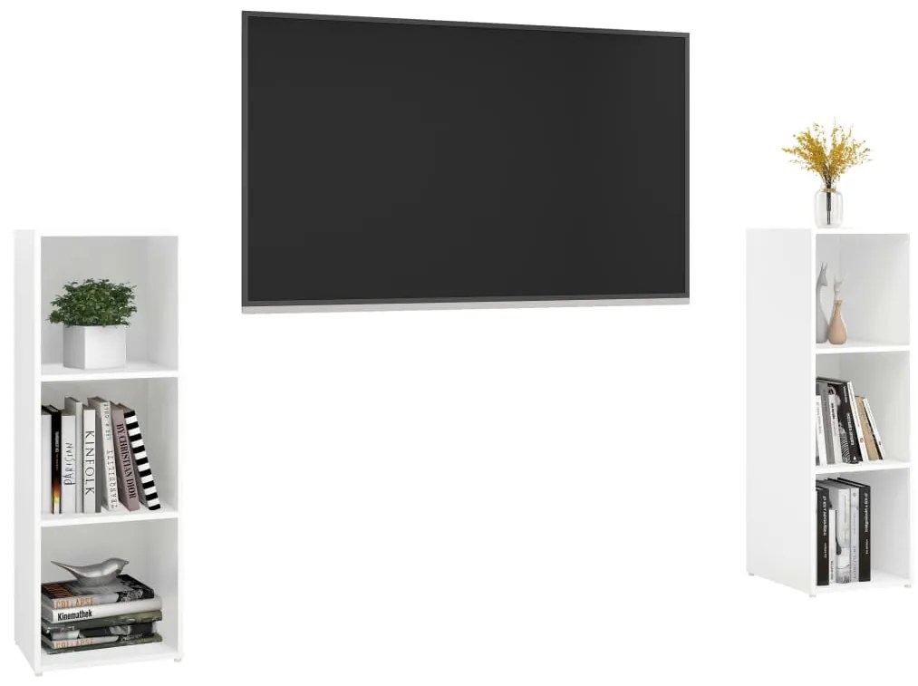 vidaXL Έπιπλα Τηλεόρασης 2 τεμ. Λευκά 107 x 35 x 37 εκ. Μοριοσανίδα