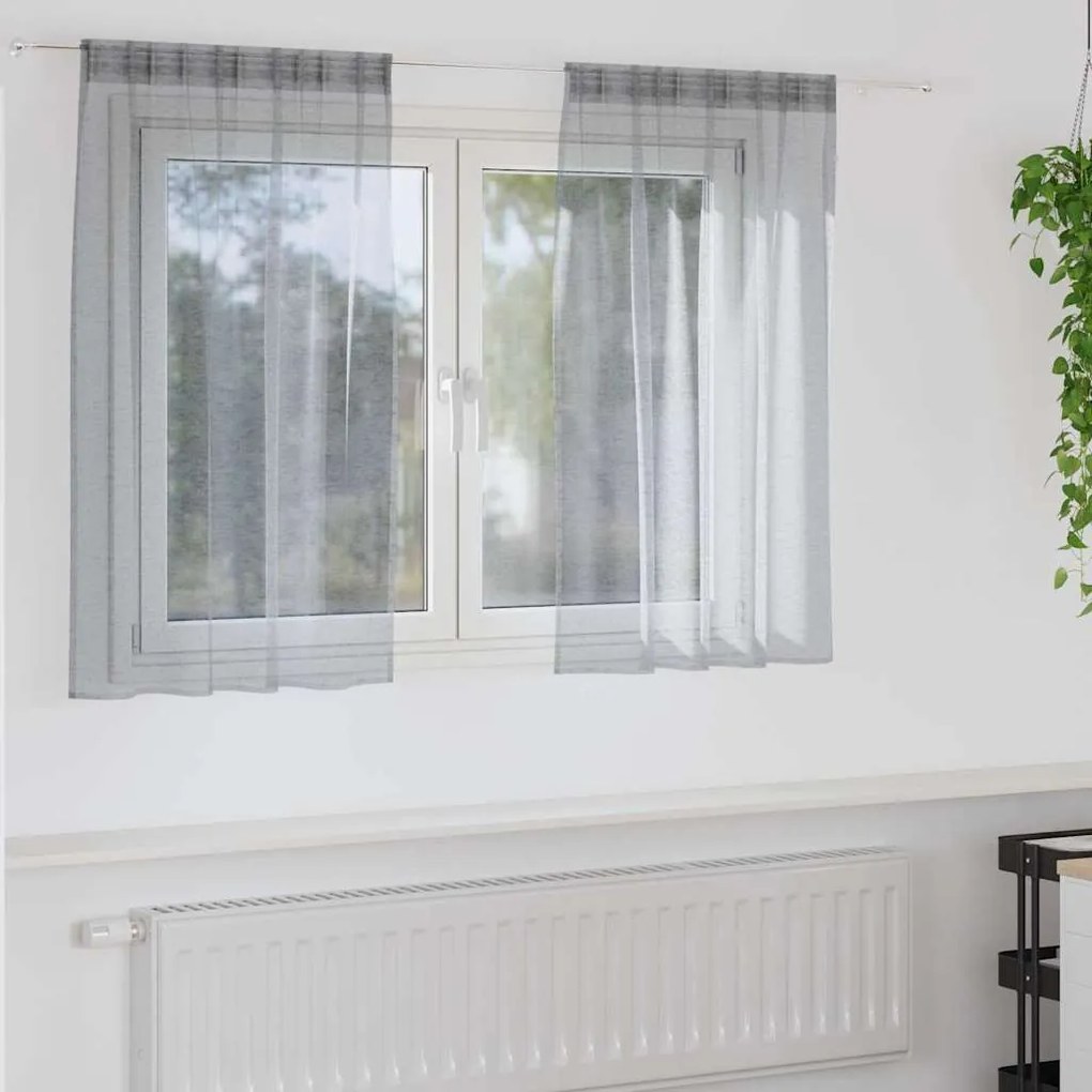 Κουρτίνα βυσσινί 2 pcs Σκούρο Γκρι 140 x 140 cm Πολυεστέρας