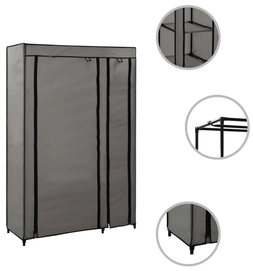 vidaXL 282425 Folding Wardrobes 2 pcs Grey 110x45x175 cm Fabric