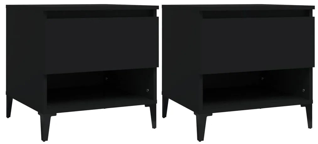 vidaXL Βοηθητικά Τραπέζια 2 τεμ. Μαύρα 50x46x50 εκ. Επεξεργασμένο Ξύλο