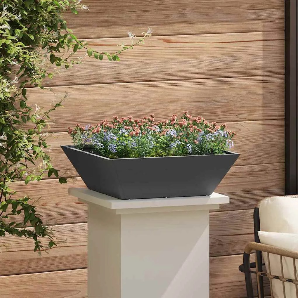 vidaXL Γλάστρα Κήπου 5 pcs Μαύρο 50 x 50 x 15 cm Ατσάλι