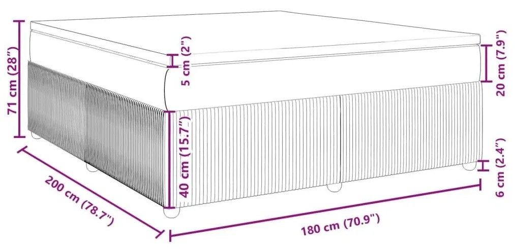 Κρεβάτι Boxspring με Στρώμα Μαύρο 180x200 εκ. Βελούδινο - Μαύρο