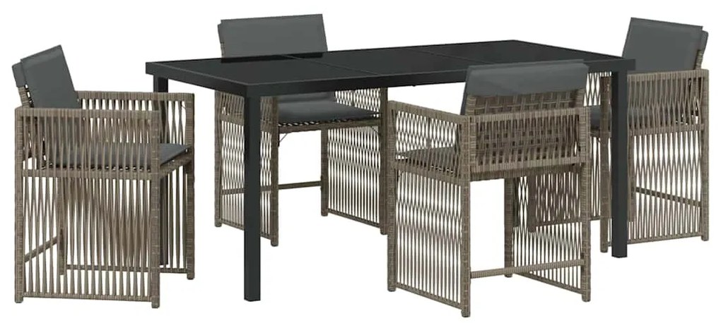 vidaXL Σέτ φαγητού για κήπο 5 pcs Γκρι συνθετικό ρατάν