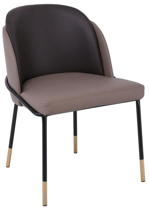 WOODWELL ΕΜ177,1SELECT Καρέκλα Τραπεζαρίας- Κουζίνας, Μέταλλο Βαφή Μαύρο, Pu Cappuccino-Σκούρο Καφέ 54x58x78cm ΕΜ177,1