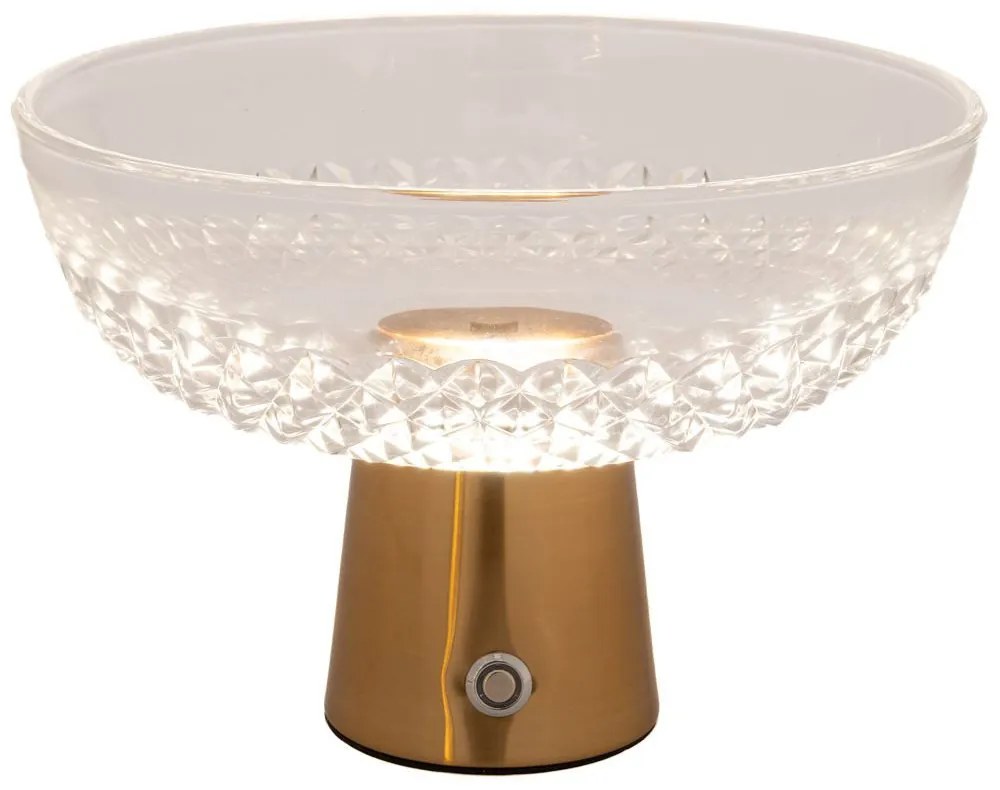 Μπωλ Σε Βάση Με Λάμπα USB 88502 27x20cm Clear-Gold Γυαλί