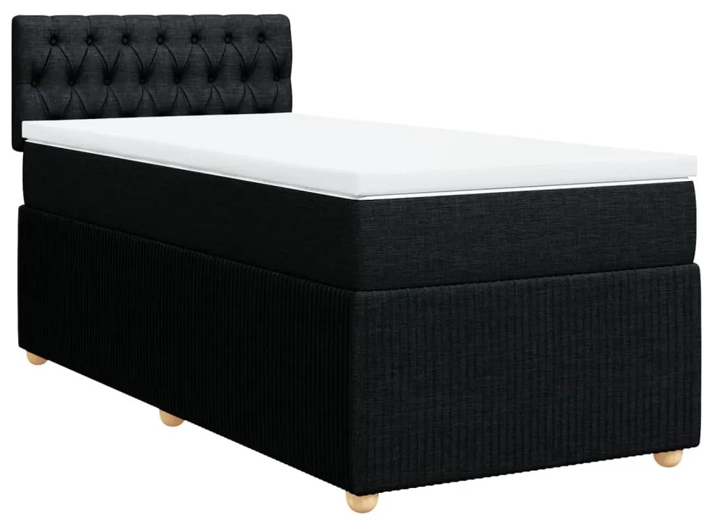 vidaXL Κρεβάτι Boxspring με Στρώμα Μαύρο 90x190 εκ.Υφασμάτινο