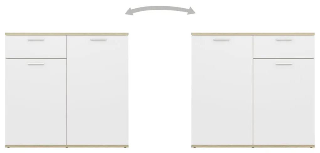 Ντουλάπι με Συρτάρι Λευκό/Sonoma Δρυς 80x36x75 εκ. Μοριοσανίδα - Λευκό