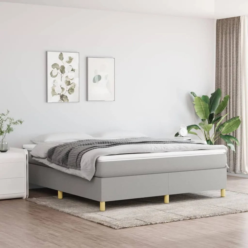 Κρεβάτι Boxspring με Στρώμα Ανοιχτό Γκρι 180x200 εκ. Υφασμάτινο - Γκρι