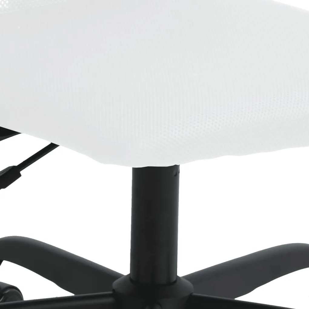 vidaXL Καρέκλα Γραφείου Ρυθμ. Ύψος Λευκή Διχτυωτό Ύφασμα/Συνθ. Δέρμα