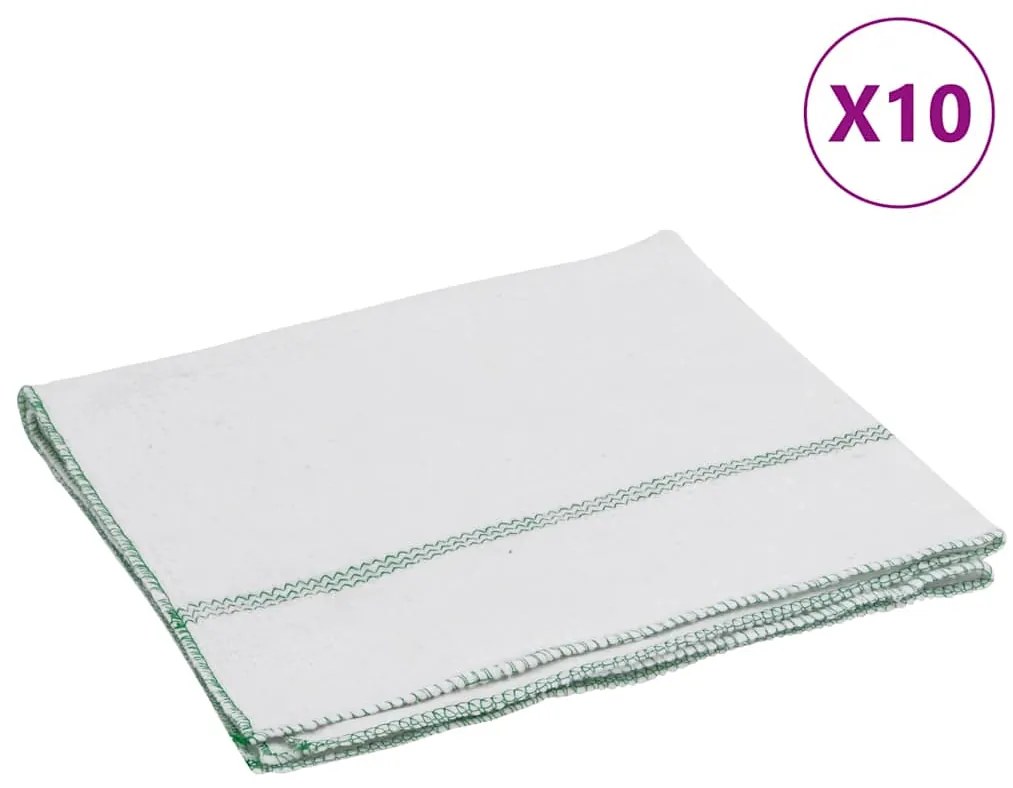 vidaXL Πανιά καθαρισμού 10 Τεμ. Λευκά με Πράσινες Ρίγες 50 x 60 εκ.