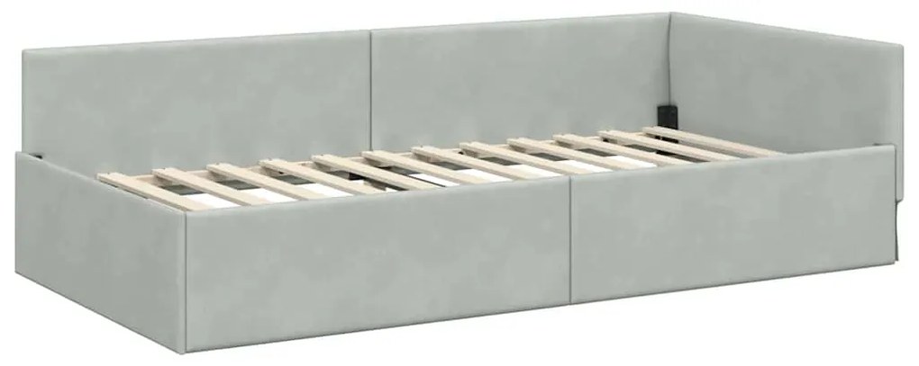 vidaXL Κρεβάτι Γωνίας με κεφαλάρι Ανοιχτό γκρι 90 εκ x 190 εκ