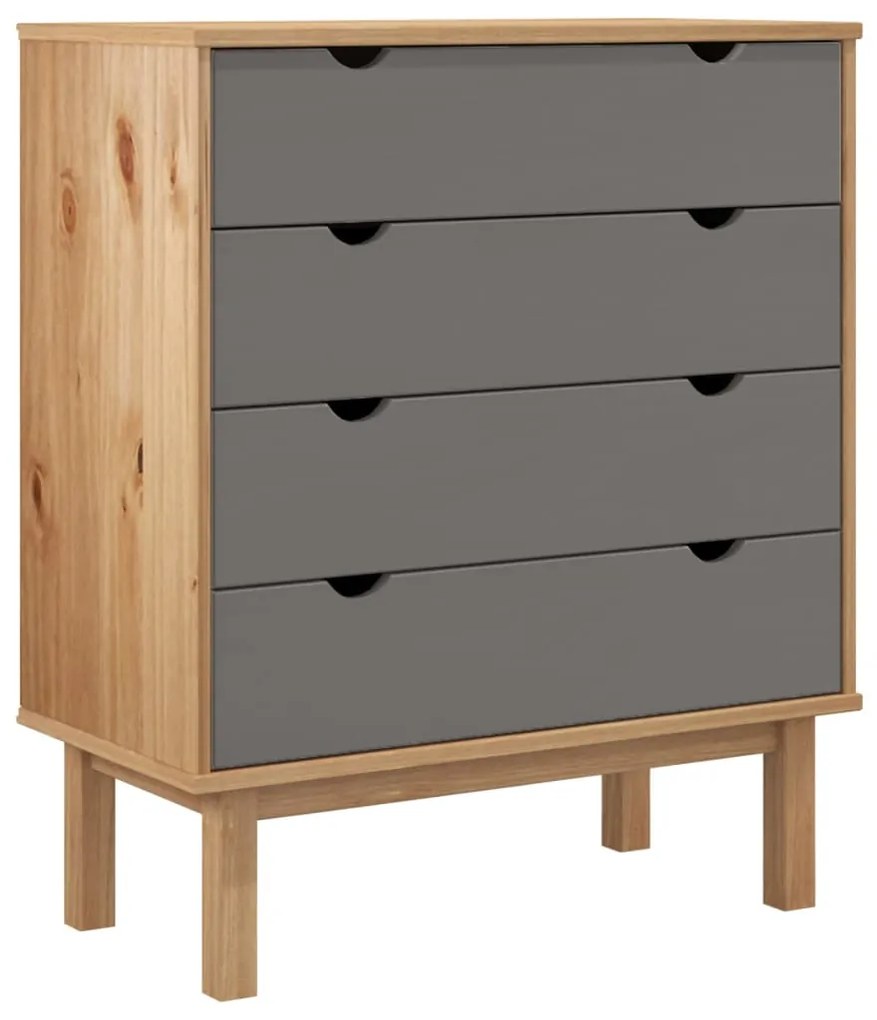 vidaXL Συρταριέρα OTTA Καφέ &amp; Γκρι 76,5x39,5x90 εκ. Μασίφ Ξύλο Πεύκου