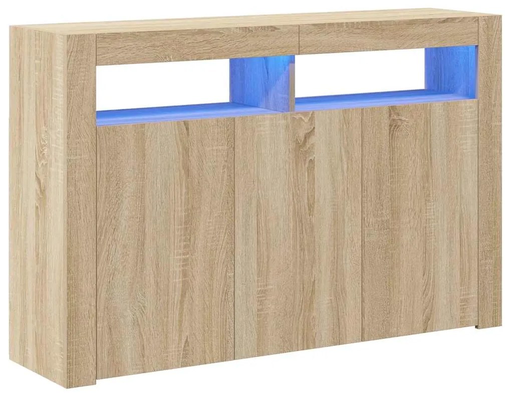 vidaXL Μπουφές με LED Sonoma Δρυς 115,5 x 30 x 75 εκ.