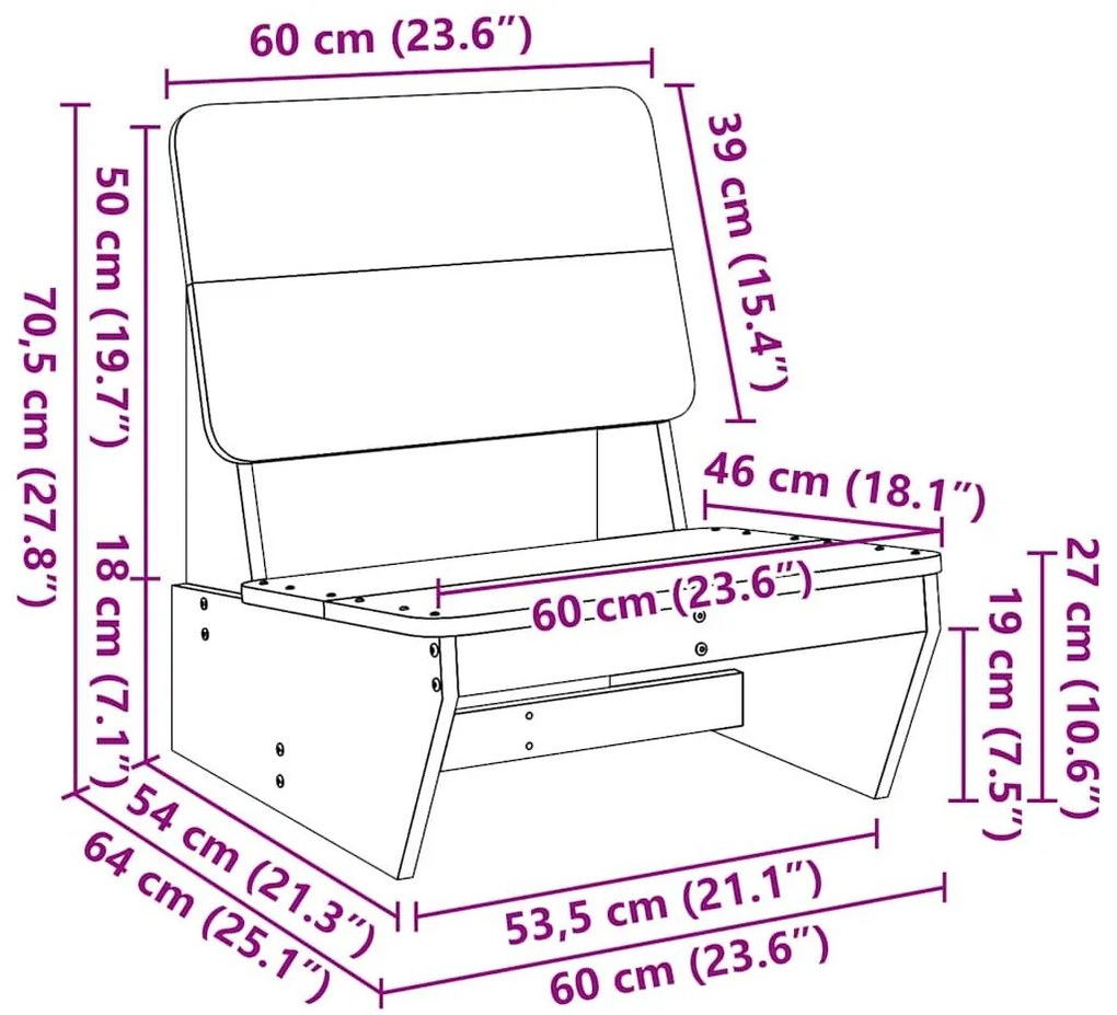 Καρέκλες κήπου 2 τεμάχια 60x64x70,5 cm Εμποτισμένο ξύλο πεύκο - Καφέ