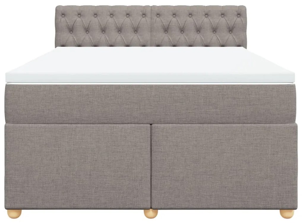 Κρεβάτι Boxspring με Στρώμα Taupe 140x190 εκ. Υφασμάτινο - Μπεζ-Γκρι