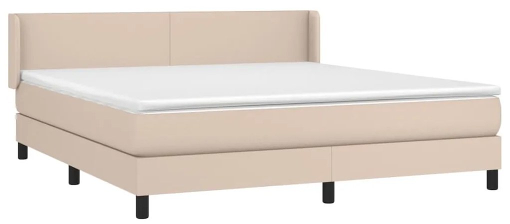 Κρεβάτι Boxspring με Στρώμα Καπουτσίνο 180x200 εκ. Συνθ. Δέρμα - Καφέ