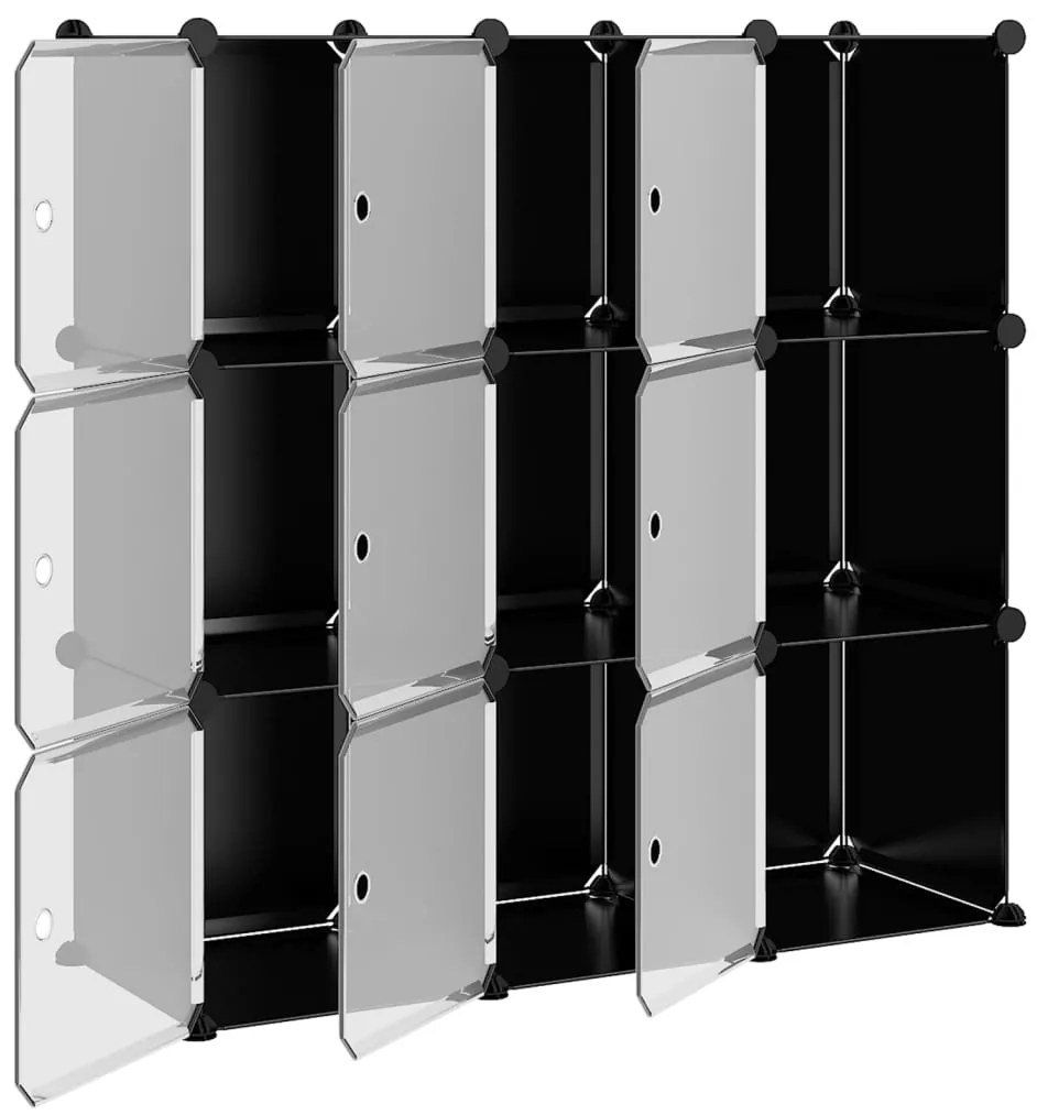 vidaXL Κύβοι Αποθ. &amp; Οργάνωσης με Πόρτες 9 τεμ. Μαύροι Πολυπρ/λένιο