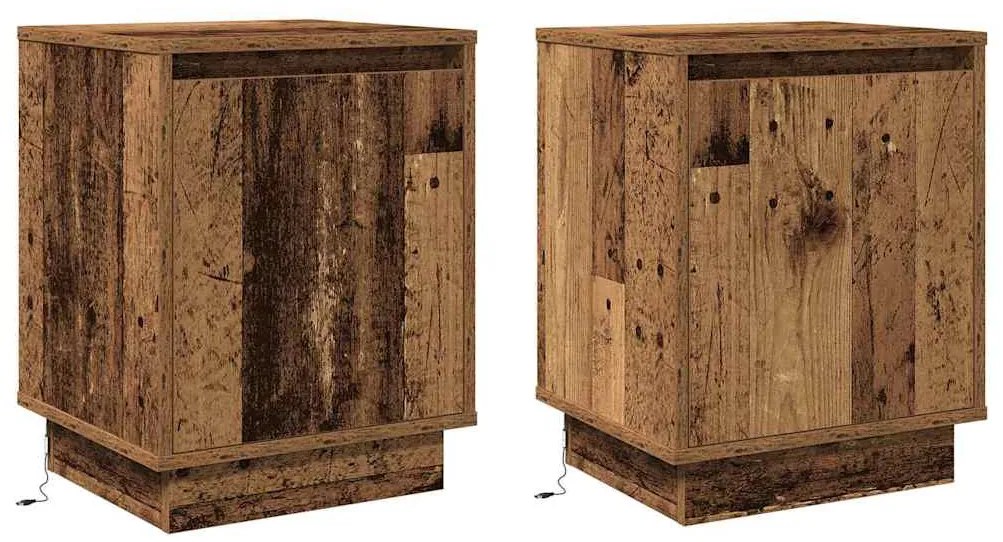 vidaXL Κομοδίνο με 2 pcs Παλαιό ξύλο 39 x 34.5 x 50 εκ.