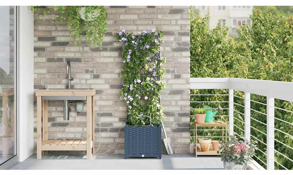 vidaXL Ζαρντινιέρες κήπου Γκρι 40 x 40 x 142 cm Ατσάλι