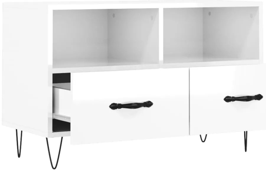 vidaXL Έπιπλο Τηλεόρασης Γυαλ. Λευκό 80x36x50 εκ. Επεξεργασμένο Ξύλο