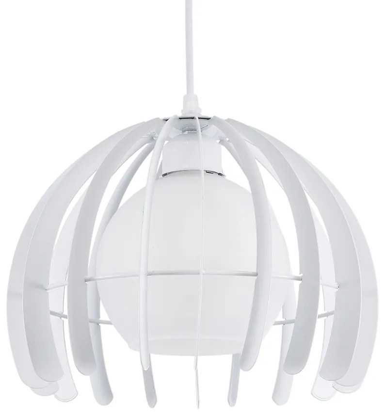 GloboStar® STEPHEN 01225 Μοντέρνο Κρεμαστό Φωτιστικό Οροφής Μονόφωτο Λευκό Μεταλλικό Πλέγμα με Λευκό Γυαλί Φ26 x Y21cm