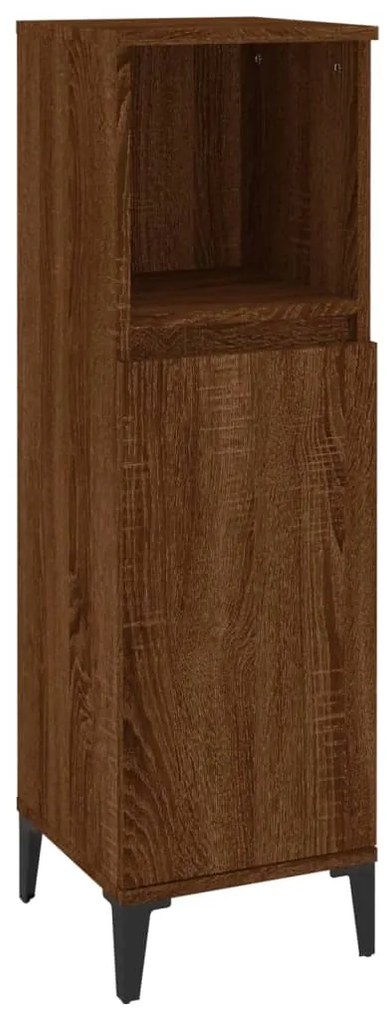 vidaXL Ντουλάπι Μπάνιου Καφέ Δρυς 30x30x100 εκ. Επεξεργασμένο Ξύλο