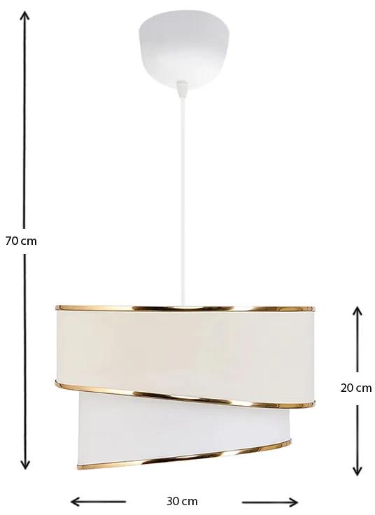 Φωτιστικό οροφής Fanny Megapap E27 υφασμάτινο μονόφωτο χρώμα λευκό - χρυσό Φ30x70εκ.