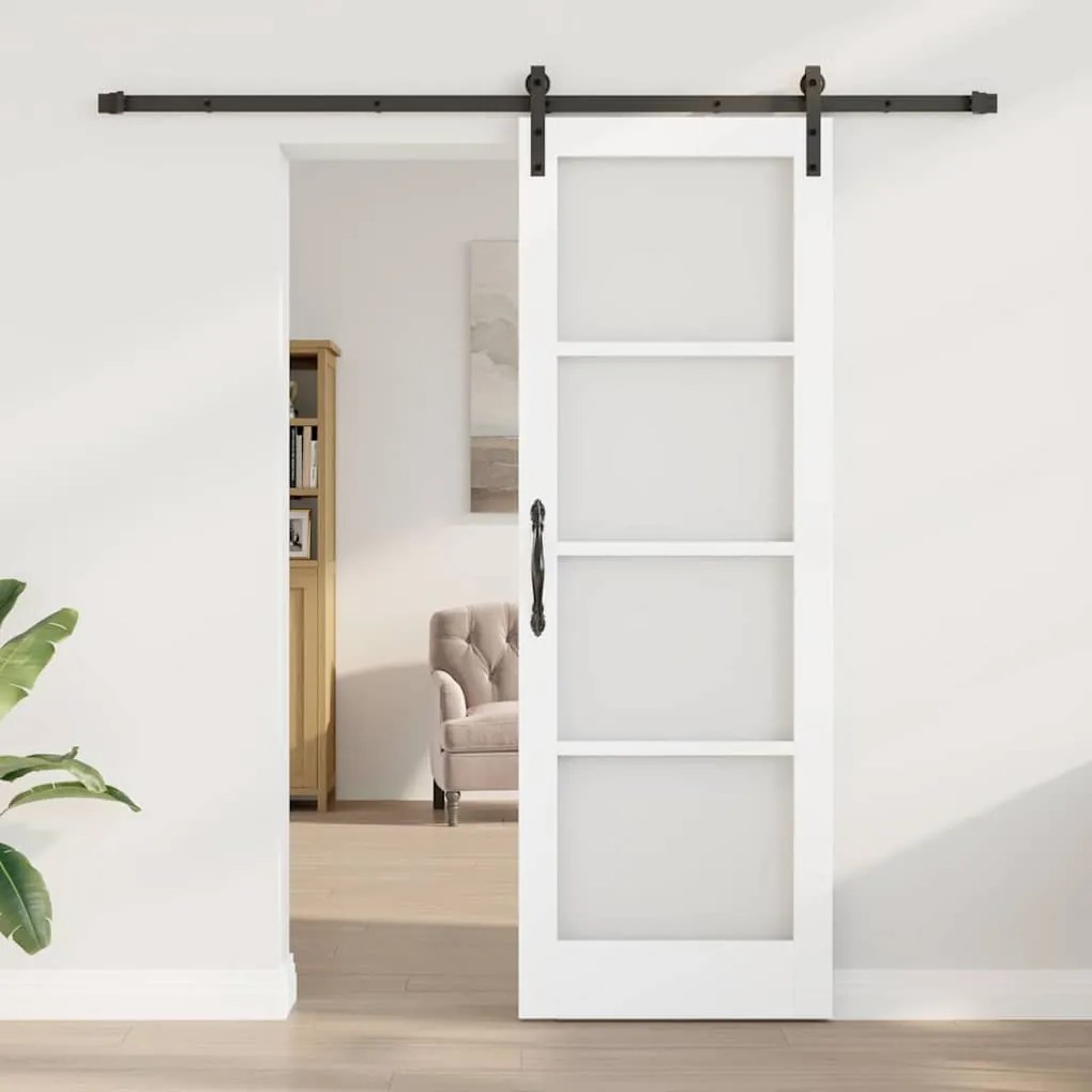 vidaXL Συρόμενη Πόρτα Λευκό 73.5 x 211 εκ Ξύλο και μέταλλο