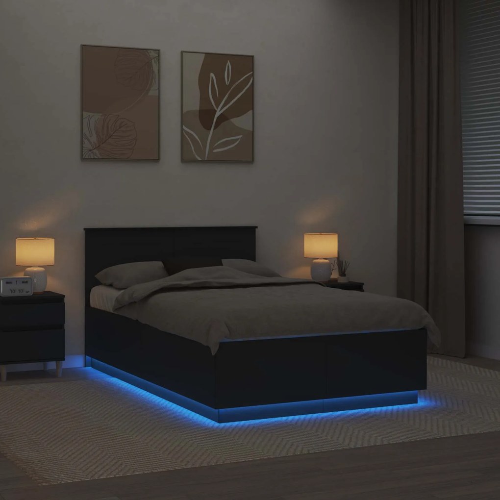 vidaXL Σκελετός Κρεβατιού Μαύρο 135 x 190 cm Επεξεργασμένο ξύλο