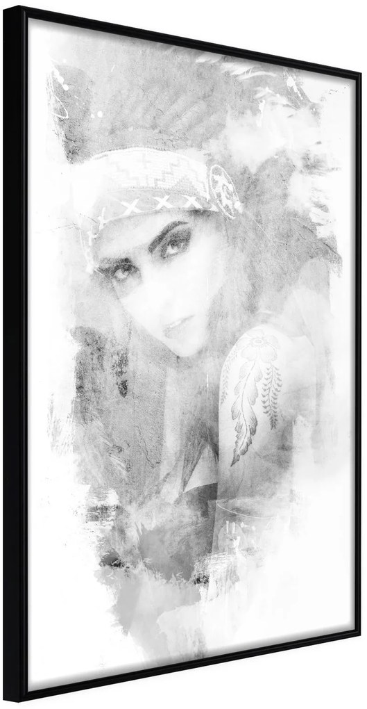 Αφίσα - Mysterious Look (Grey) - 20x30 - Μαύρο - Χωρίς πασπαρτού