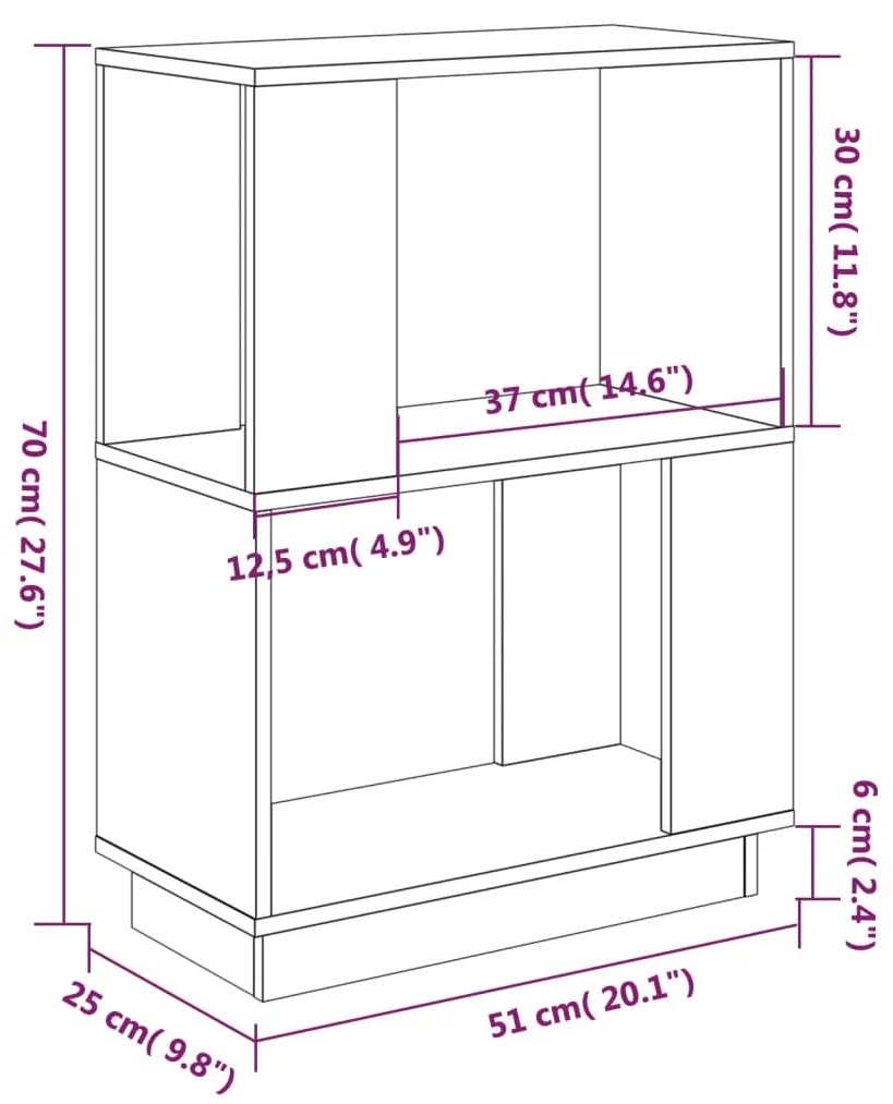 Βιβλιοθήκη/Διαχωριστικό Χώρου Μαύρο 51x25x70 εκ. Μασίφ Πεύκο - Μαύρο