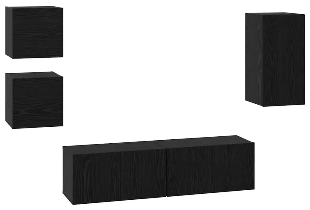 vidaXL Σετ επίπλου τηλεόρασης 5 pcs Μαύρη δρυς Επεξεργασμένο ξύλο