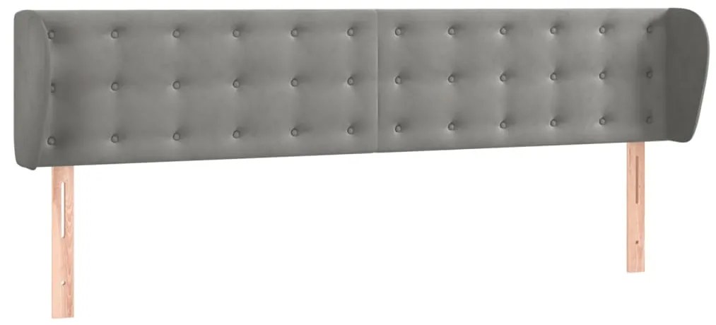 vidaXL Κεφαλάρι με Πτερύγια Ανοιχτό Γκρι 163x23x78/88 εκ. Βελούδινο