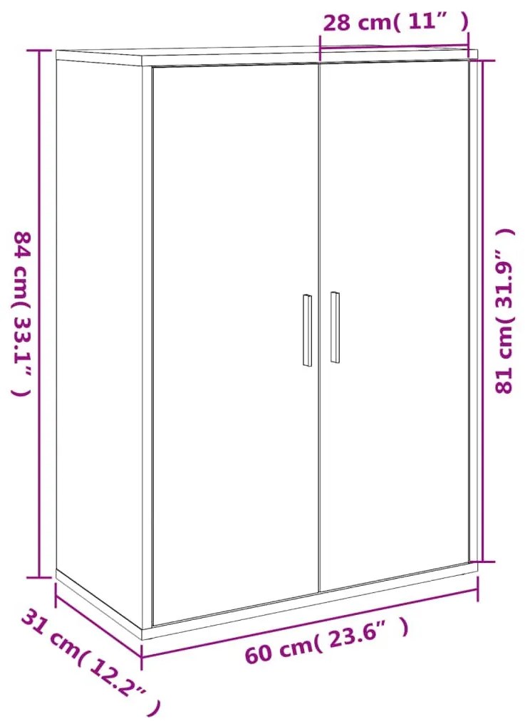 Βοηθητικά Ντουλάπια 2 τεμ. Καφέ Δρυς 60x31x84 εκ. Επεξ. Ξύλο - Καφέ