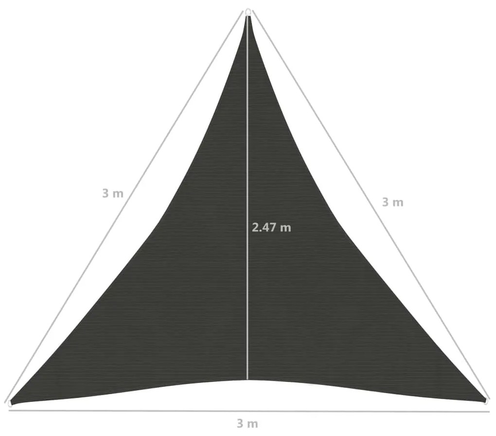 Πανί Σκίασης Ανθρακί 3 x 3 x 3 μ. από HDPE 160 γρ./μ² - Ανθρακί