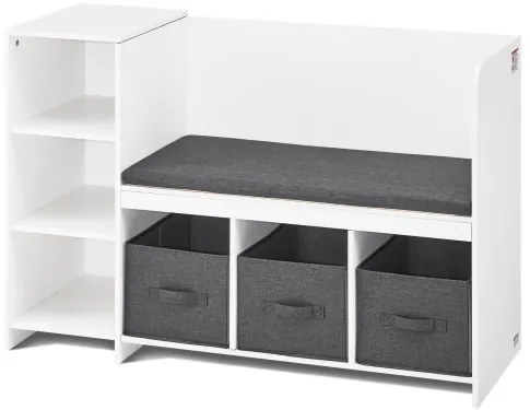 VEVOR Kids Reading Nook Bench 6-Cubby Storage Bookshelf with Seat Cushion White