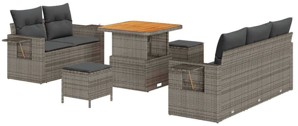 vidaXL Σετ Καναπέ Κήπου 8 pcs Γκρι συνθετικό ρατάν