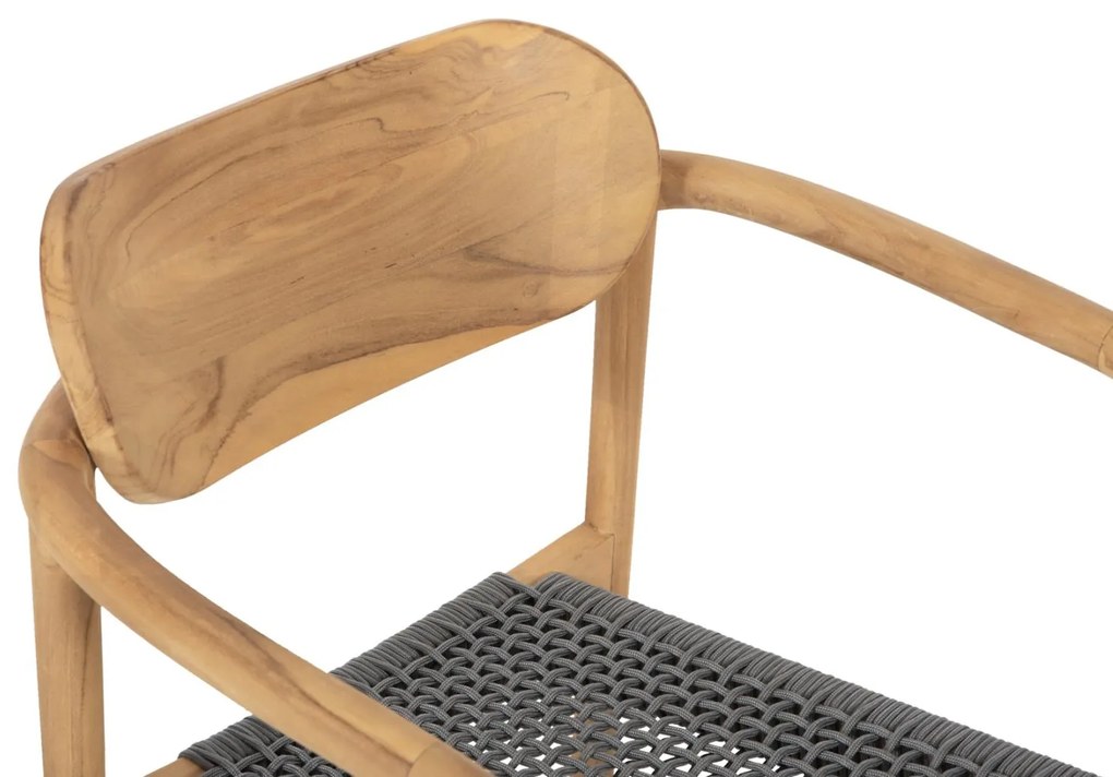 Πολυθρόνα OSLO Ξύλο Teak Φυσικό και Γκρί Σχοινί 55x54x80Yεκ. 55x54x80 εκ.