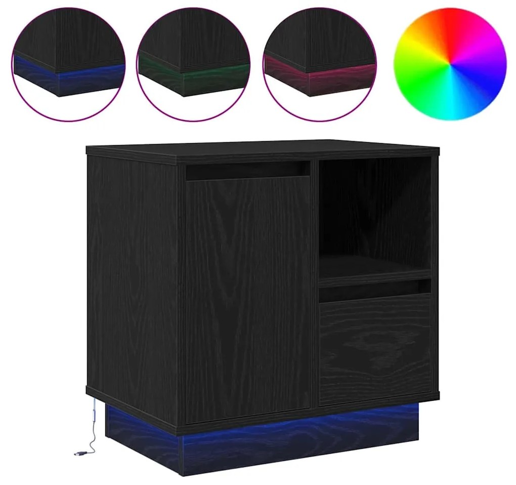 vidaXL Κομοδίνο με 2 pcs Μαύρο 50 x 34.5 x 50 εκ. Επεξεργασμένο ξύλο