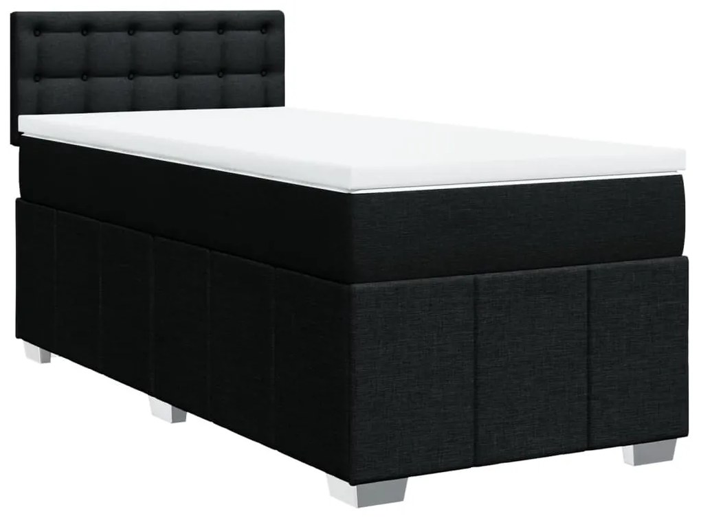 vidaXL Κρεβάτι Boxspring με Στρώμα Μαύρο 90x200 εκ. Υφασμάτινο