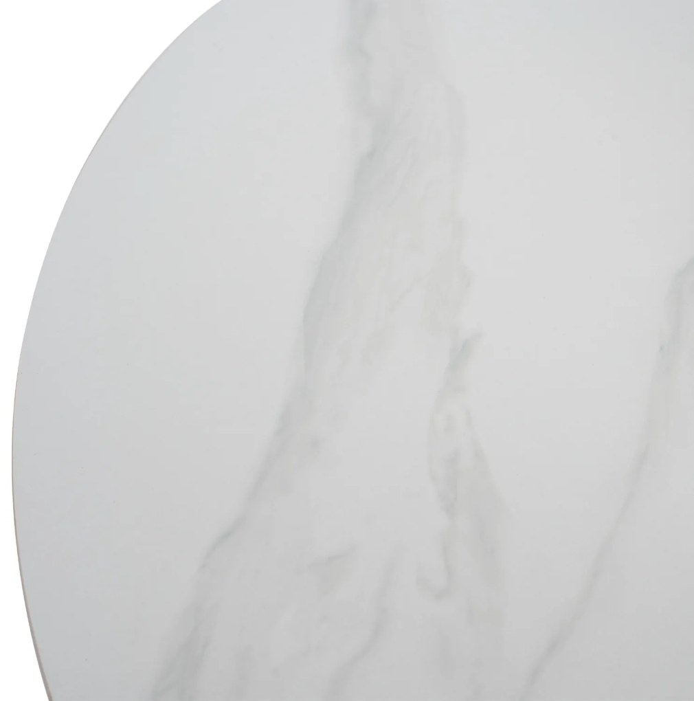 ΤΡΑΠΕΖΙ ΤΡΑΠΕΖΑΡΙΑΣ ΣΤΡΟΓΓΥΛΟ SYNTEC HM9309.02 SINTERED STONE ΛΕΥΚΟ ΜΕΤΑΛ.ΠΟΔΙΑ Φ115x75Y εκ.